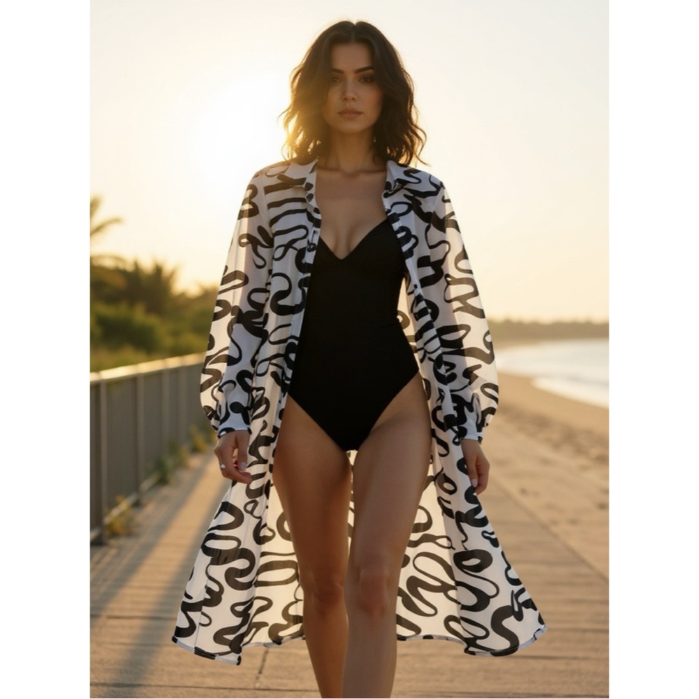 Black and White Swim Cover-Up